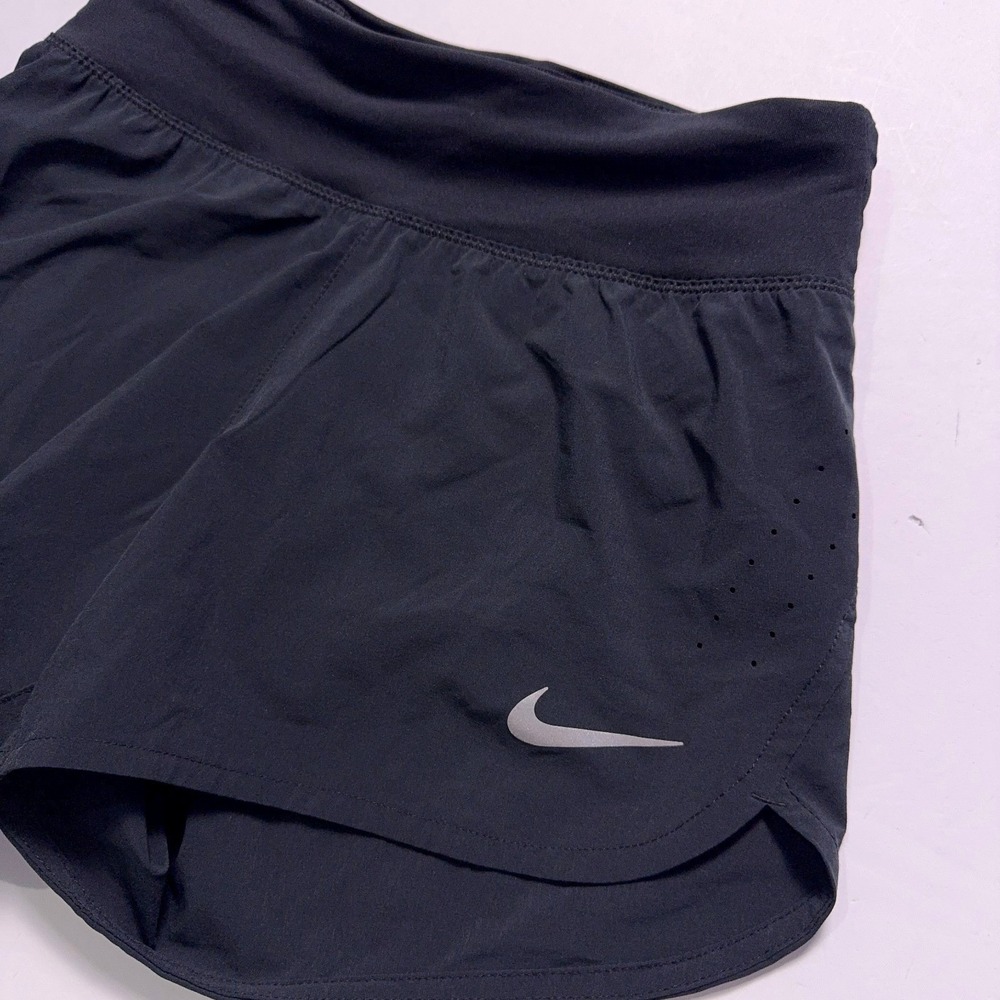 Nike Dri-Fit Eclipse Shorts Womens XS Black Love Swoosh Running - Picture 3 of 8
